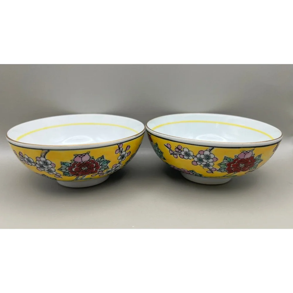Gold Imari Hand Painted Peacock Floral Porcelain Decorative Bowls‎ Set 3 As Is